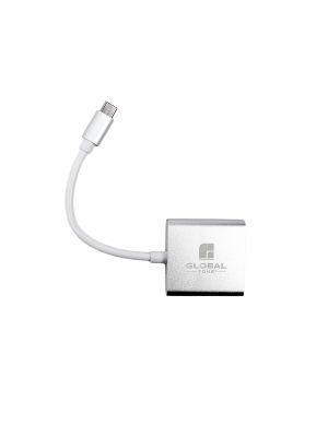 Globaltone USB Type C,  Male a DVI,Adapteur Femelle , Argent , 15cm