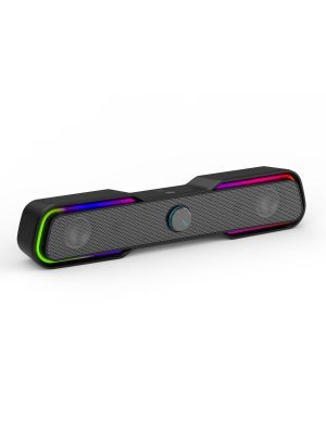HP Barre de son USB Haut-parleurs multimédia avec son stéréo, rétro-éclairage RGB, (DHE-6002)